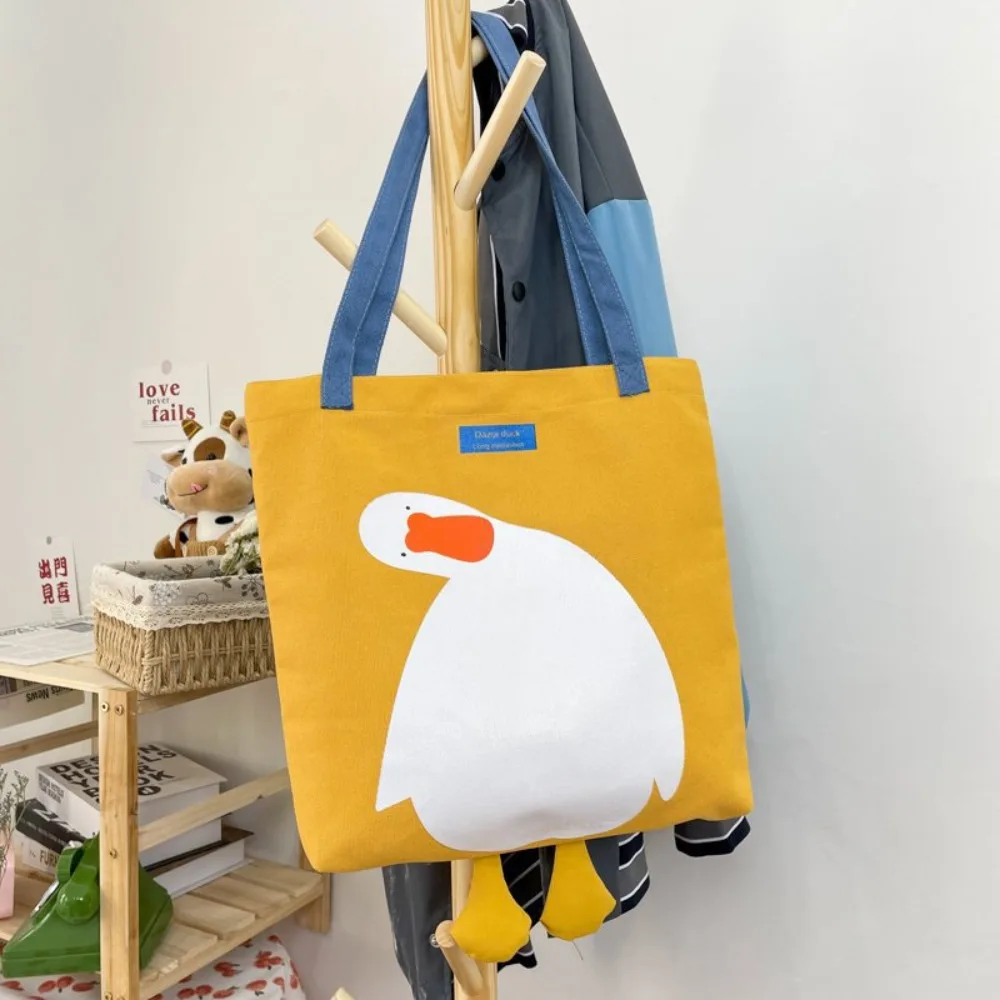 

1 Pcs 4 Colours Grocery Bags New Large Capacity Duckling Canvas Tote Bag Multi-purpose Canvas Cute Tote Bag School