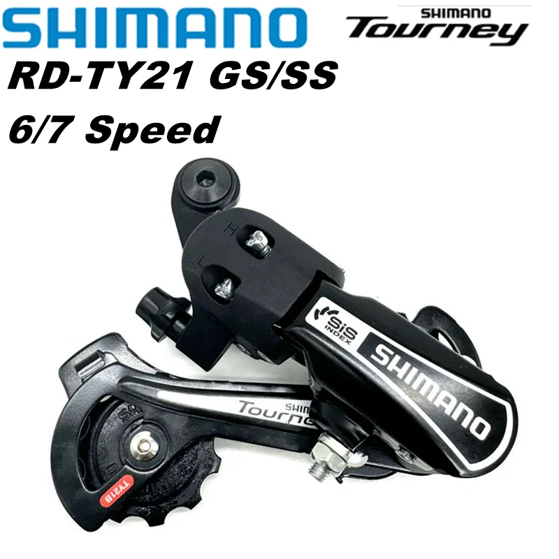 Задний переключатель передач SHIMANO TOURNEY TY21, 6S, RD, SS, короткая клетка GS, средняя клетка, черная деталь горного велосипеда