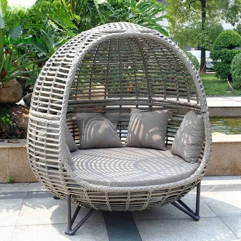 

Outdoor Leisure Birdhouse Chair Villa Garden Single Rattan Wicker Chaise Longue Round Outdoor Furniture Birdcage Chaise Longue