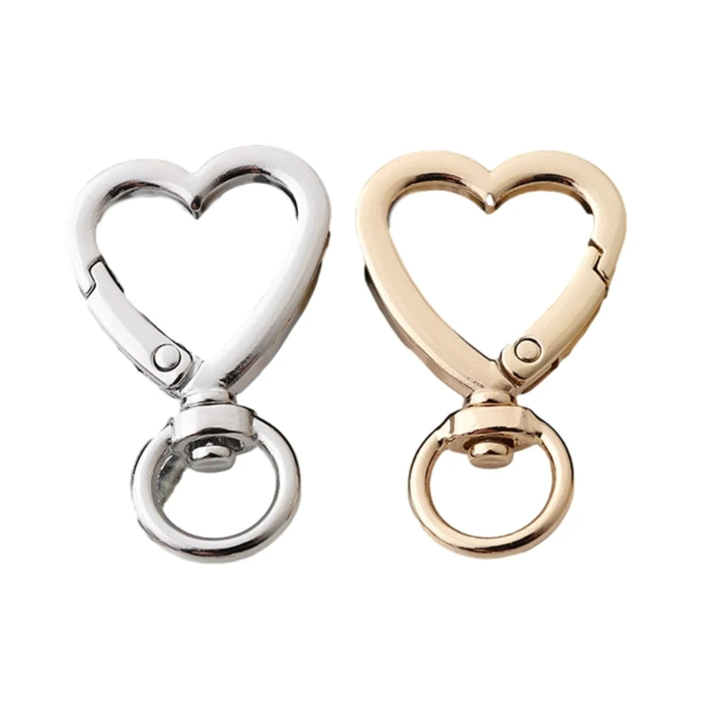 5Pcs Heart shaped Keychain Rotating Hooks Convenient Spring Loaded Clasp DIY Jewelry Bag Decoration Openable Keyring Connector