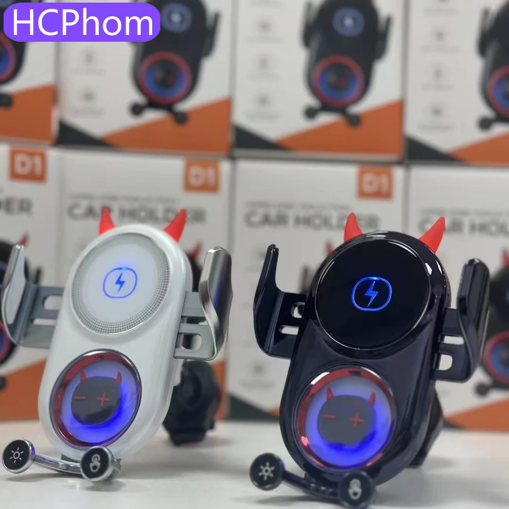 

HCPhom Creative Vehicle Bracket 15w Fast Charging Air Outlet Car Phone Holder One Handed Operation Atmosphere Light Cell Stand