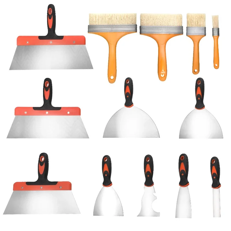 

Stainless steel oil gray knife dual color handle shovel mirror shovel plastic handle gray knife sand table set