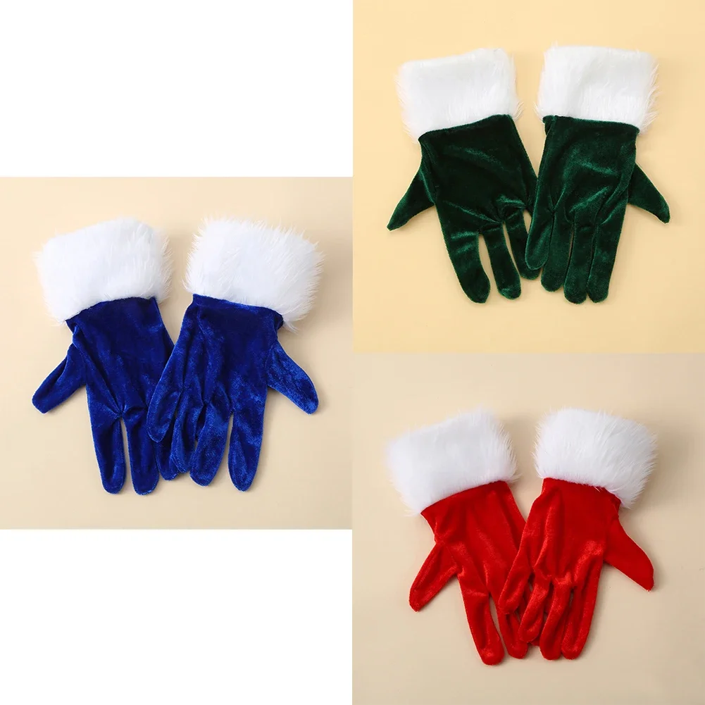 

Elegant Plush Gloves for Christmas Parties and Festive Events Stylish Full Finger Mittens for Holiday Gatherings