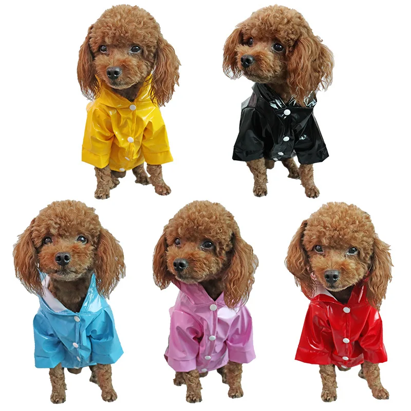 

Popular dog clothes Teddy Pomeranian VIP small and medium-sized dog puppy reflective PU leather waterproof pet raincoat