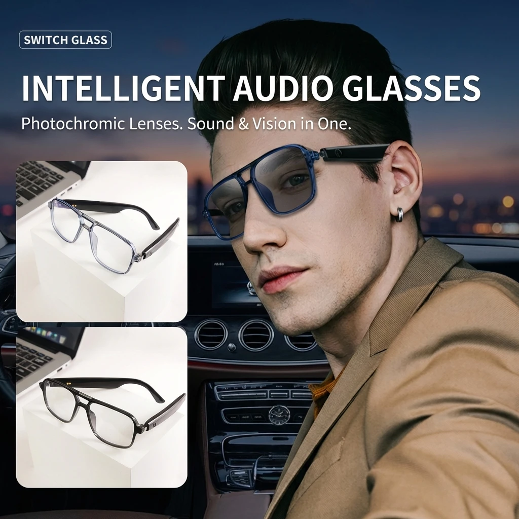 

New Smart Glasses GS10 Men Women Color Changing Glasses BT Call Voice Assistant Remote Camera Music Playback Smart Touch Control