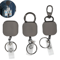Retractable Keychain Badge Reel Holders Metal Heavy Duty With Carabiner Belt Clip And Key Ring For ID Card Name Holder