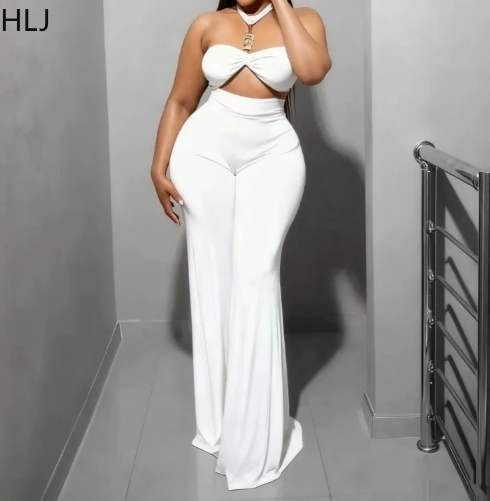 

HLJ Elegant Hollowed-out Patchwork Bodycon Jumpsuit Women Solid Color Metal Buckle Sleeveless Backless Romper Night Out Club New