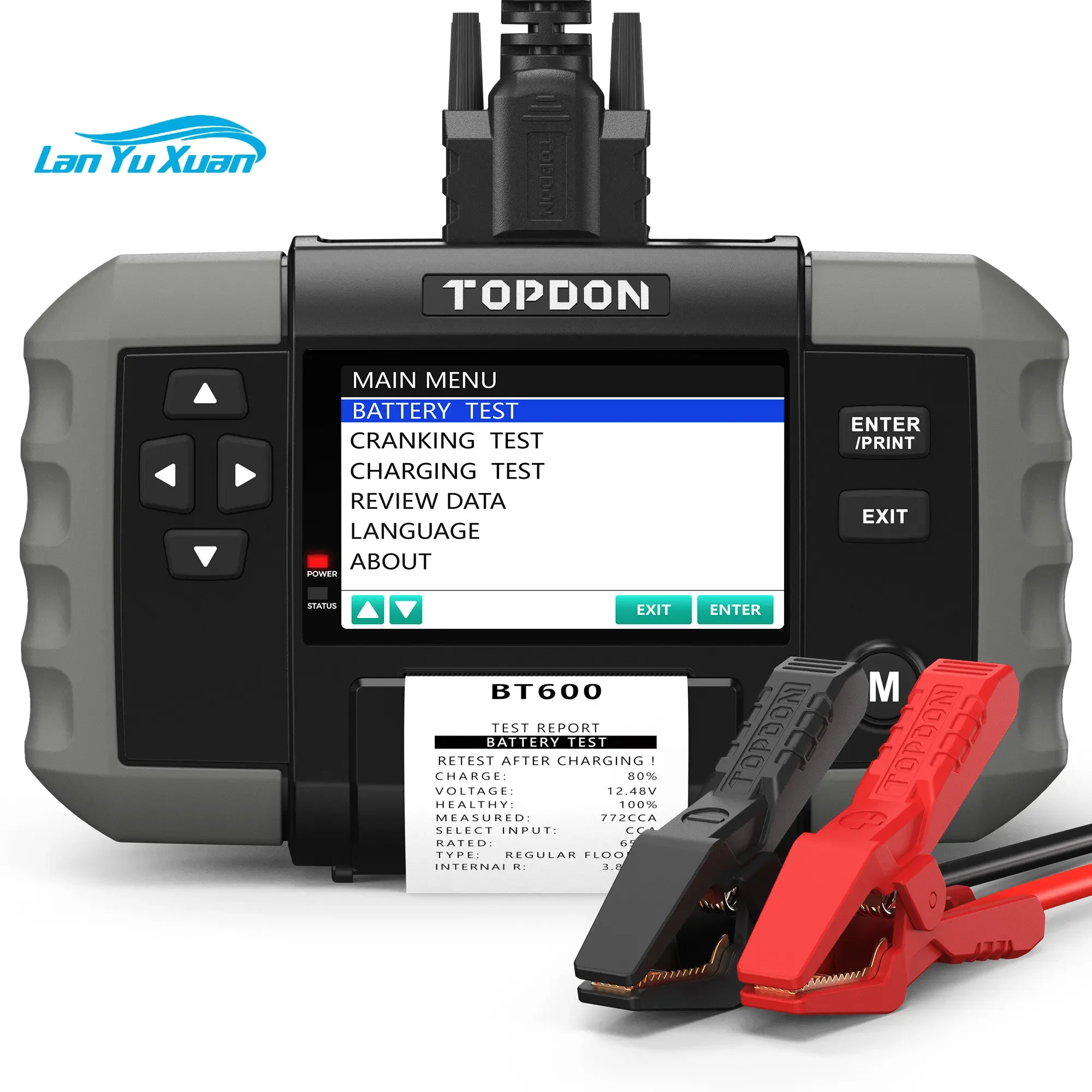 TOPDON BT600 New Arrival 12V 24V Lead Acid Vehicle Automotive Car Battery Tester Analyzer with Bulit-In Thermal Printer