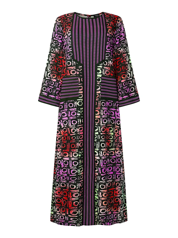 فوندا فساتين ماكسي للخريف للسيدات عتيقة فستان صيفي طويل للحفلات مطبوع عليه بوهيمي بأكمام طويلة وجيوب فساتين غير رسمية مقاس كبير 5XL #4