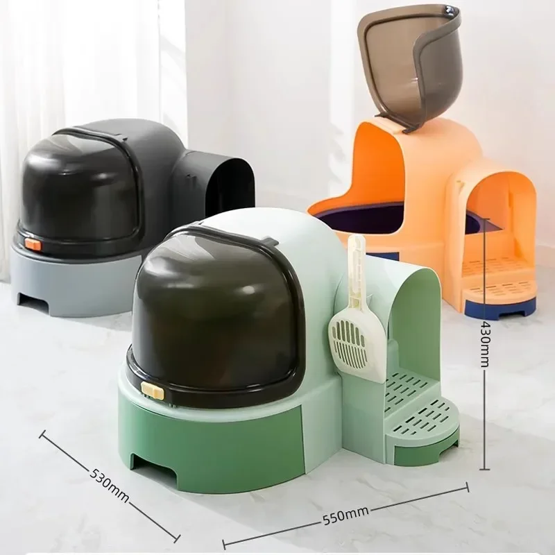 

B Litter Box Fully Enclosed Corridor Type Litter Box for Baby Cats Oversized Drawer Type Odor-proof Cat Litter Box
