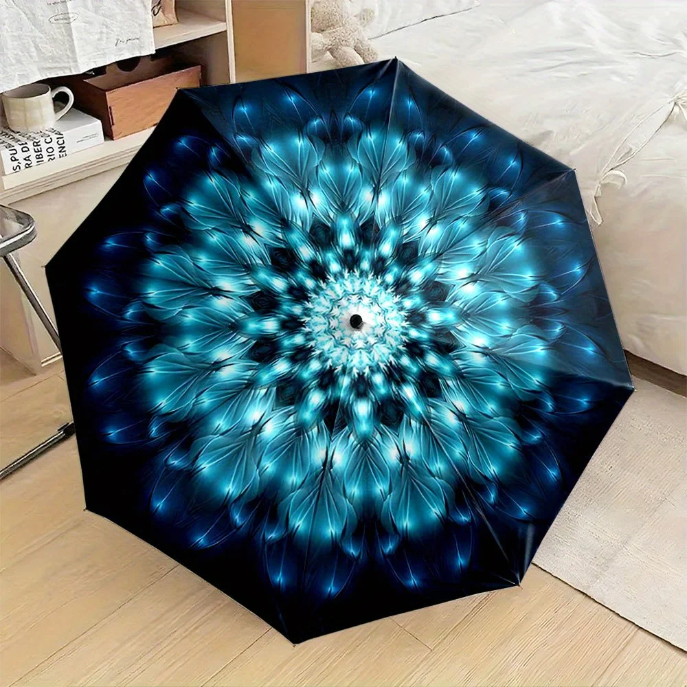 

Автоматический складной зонт с узором мандалы — компактный дорожный зонт, ветрозащитный, с 8-спицевой стойкой, элегантный синий цвет