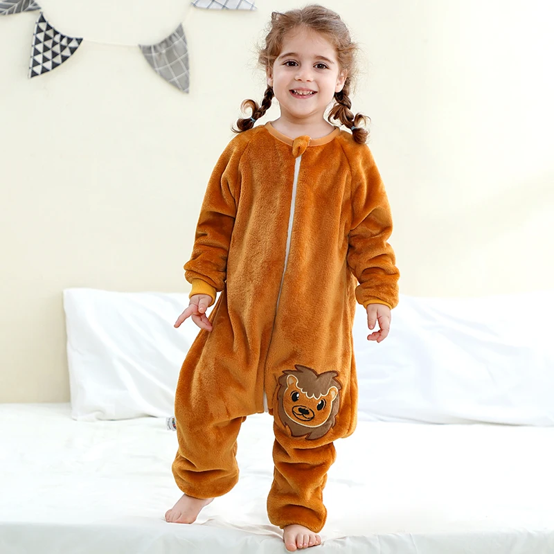 MICHLEY Leone Cartoon Flanella Bambini Sacco a pelo per bambini Sacco Abbigliamento invernale Sacco a pelo per bambini Pigiama per ragazze Ragazzi Bambini 1-7T