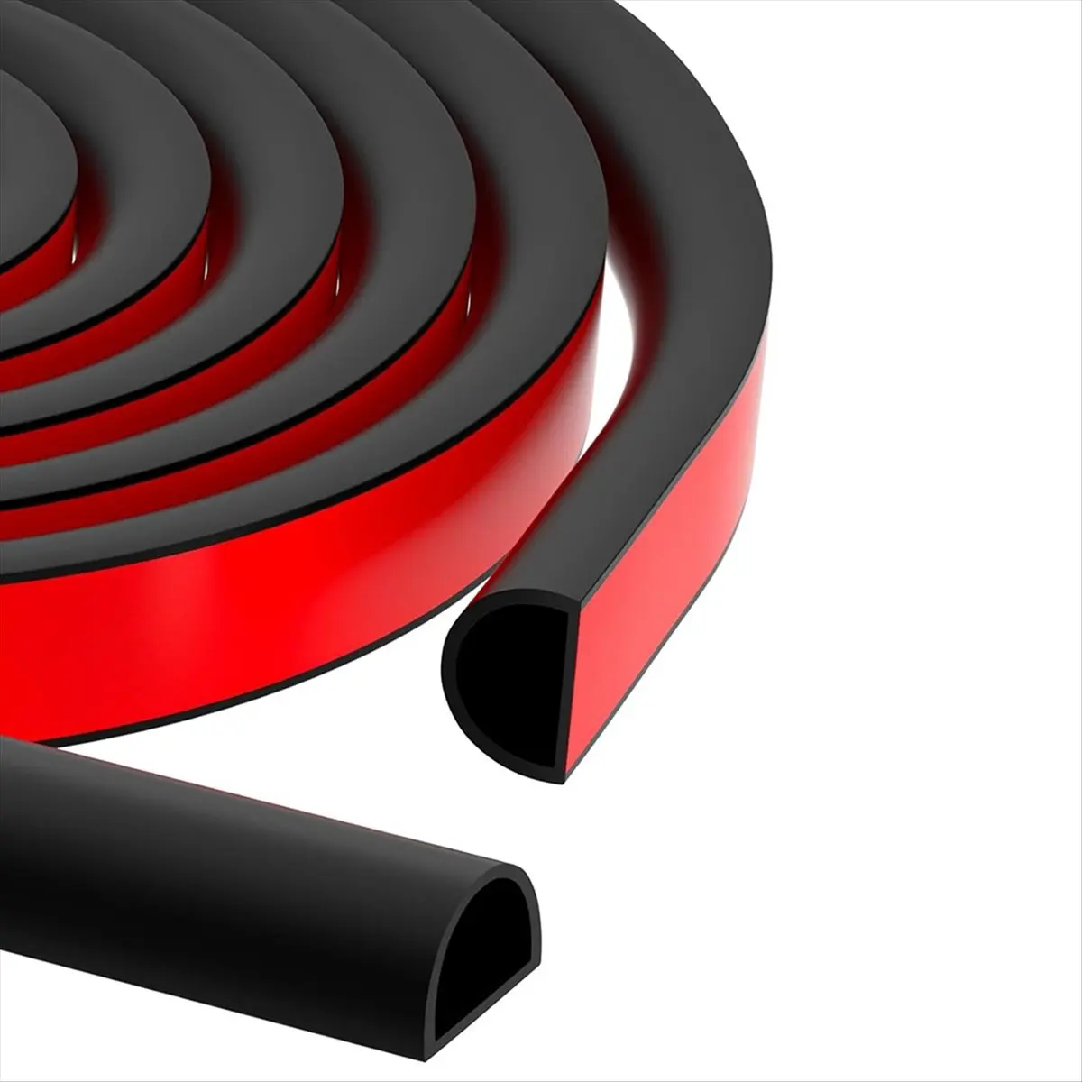 AB52 23ft Weather Stripping Door Seal, Silicone Weather Stripping Self Adhesive Door Seal Strip for Door Frame/Window Black