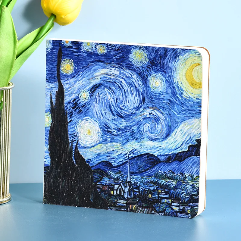 Oil Painting Blank Stamped Notebook Ins Minimalist Ledger Student Notes Notebook Schedule Stationery Office School Prize Gifts