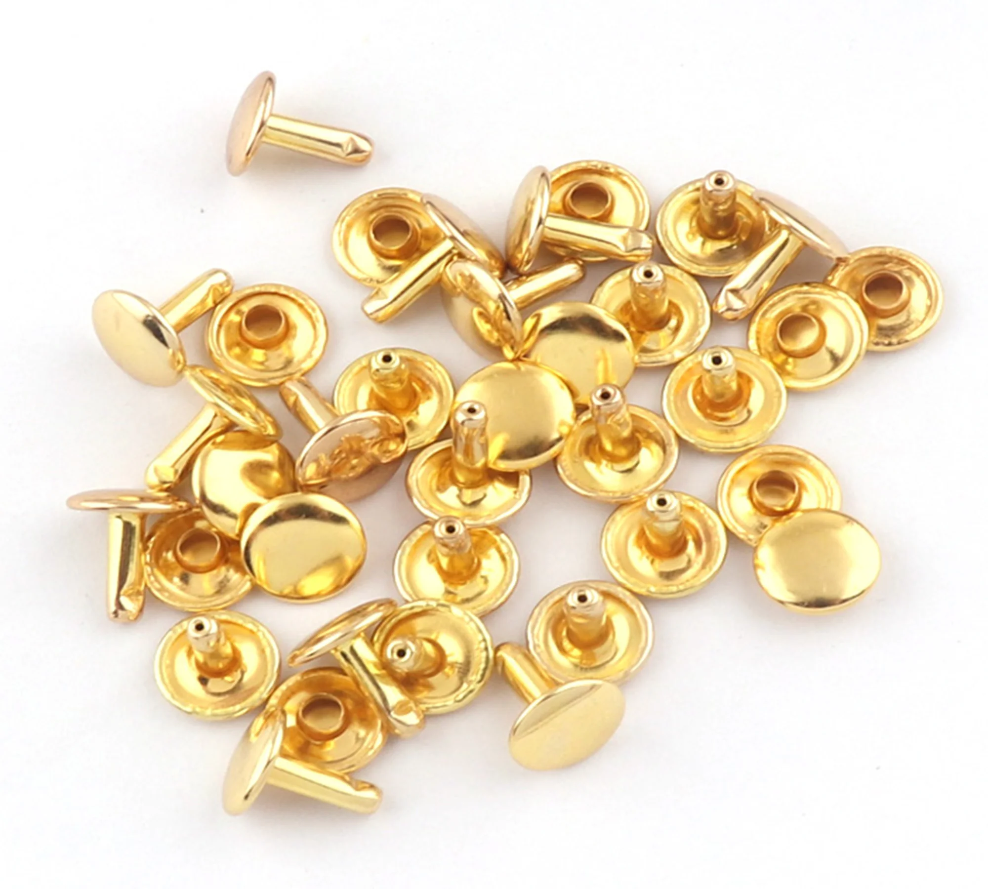 Silver/Gold/Gunmetal/Rose gold/Bronze/Rainbow Double Cap Rivets,Studs Leather craft Rivet Fastener Snaps Prong Studs rapid rivet