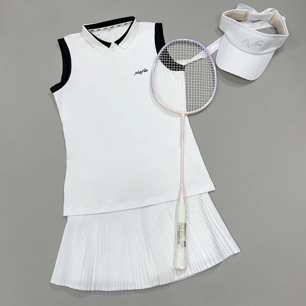 

Summer New Style Golf Women's Sleeveless T-shirt Lapel Quick Dry Moisture Breathable Fashion Slim Outdoor Sports Suit