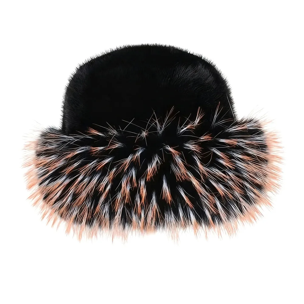 

New Fluffy Fur Winter Hat Cold Windproof Panama Cap Thicken Berets for Women Girls
