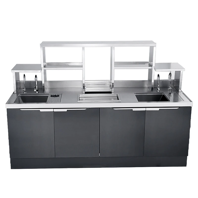 

Full Set Bubble Tea Machine Equipment Customized Bubble Tea Coffee Counter Cabinet For Sale