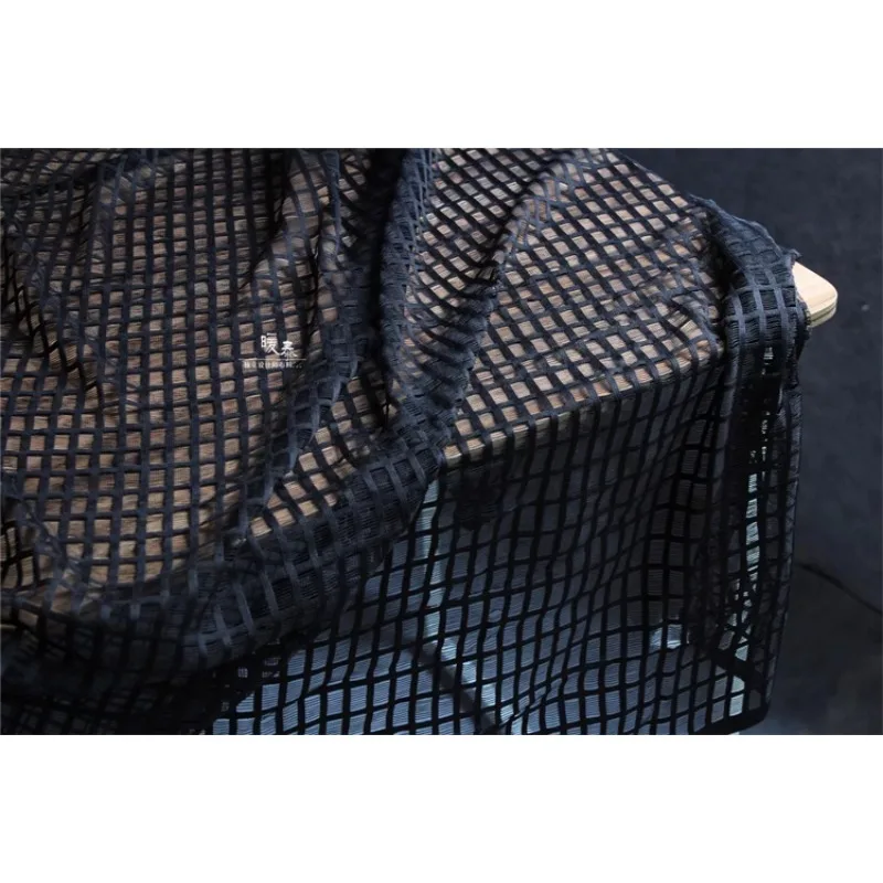 Network Novelty Woven Black and White Mesh Fabric Special Creative Mesh Bottoming Shirt Skirt Fashion Designer Fabric Fabric