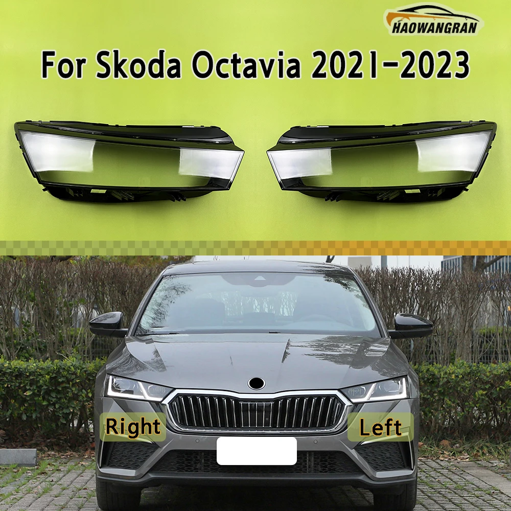 

For Skoda Octavia 2021 2022 2023 Headlamp Lamp Shell Headlight Cover Transparent Lampshade Plexiglass Replace Original Lens