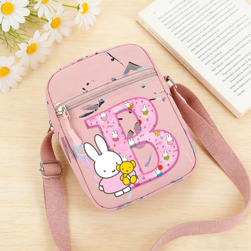 

Miffys Shoulder Bag for Women New Anime Rabbit Letter A-Z Crossbody Bag Girls Outdoor Sports Messenger Pouch Travel Wallet Gift