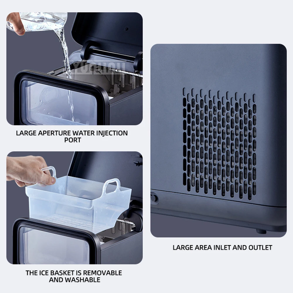 Portable Electric Ice Cube Maker Machine 9 Pellet Ice Ready in 6 Mins Ice Machine with Self-Cleaning