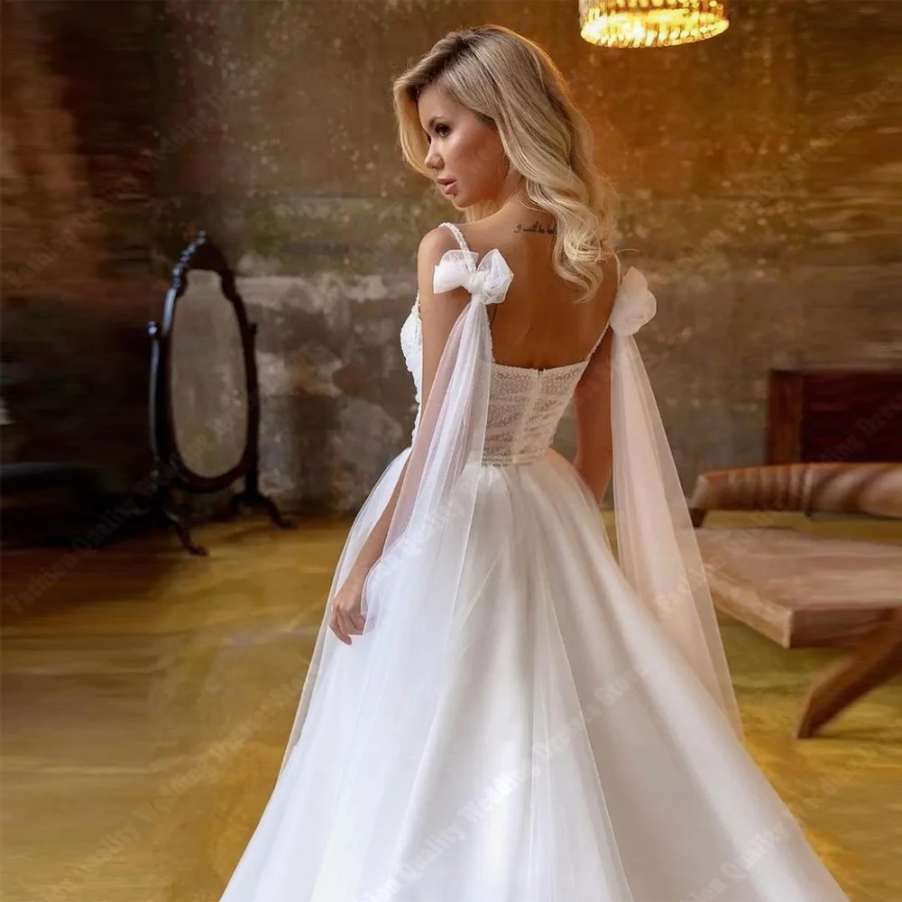 Vestidos De novia elegantes con cuello corazón para mujer, Vestidos De novia hechos a mano, línea A, diseño largo, 2024