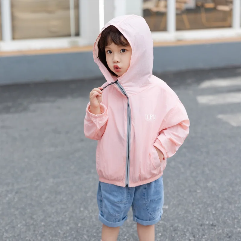 

Summer Sunscreen Jacket Coats Baby Boys Girl Teenager Jacket Coat for Girl Young Hooded Jackets Children Outerwear Windbreaker