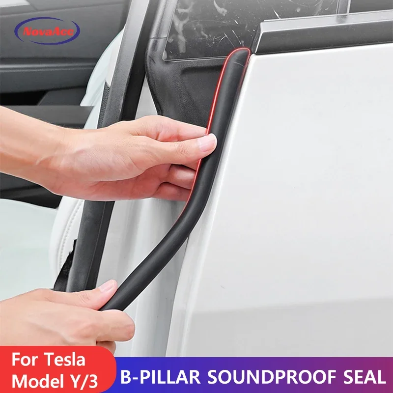 NovaAcc Noise Reduction Sealing Strip For Tesla 2021-2025 Model Y Juniper Model 3 Highland Front Rear Door Waterproof Dustproof
