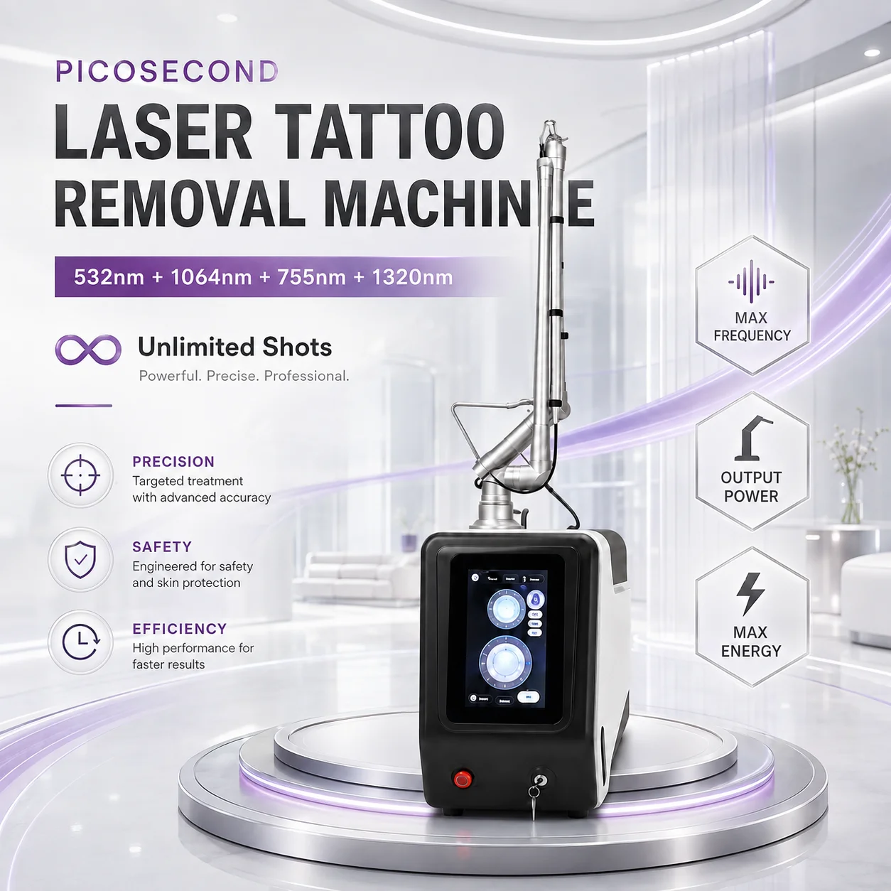 Portable Professional Picosecond Tattoo Removal Machine Nd Pigment Removal Skin Rejuvenation Beauty Salon Equipment