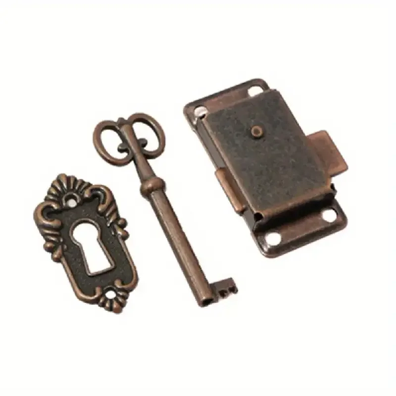 1pc Antique Iron Door Lock Drawer Jewelry vintage Wood Box Cabinet Wardrobe Cupboard Door accessories Lock Key Furniture