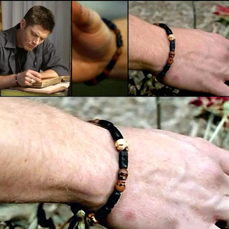 Movie Supernatural Bracelets for Men Dean Winchester Jensen Ackles Skull Prop Replica Skull Bangles Jewelry Accessories Gift