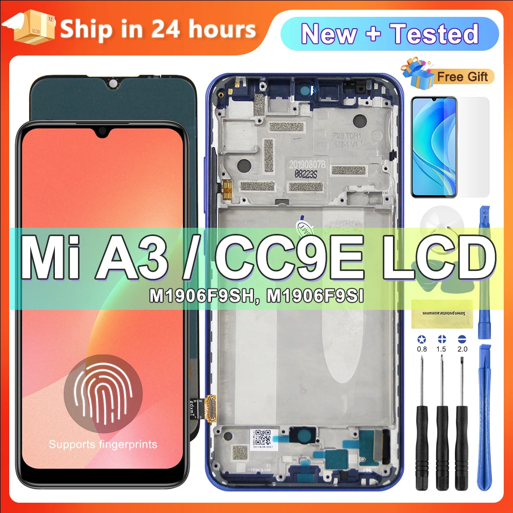 Super AMOLED Screen for Xiaomi Mi A3 M1906F9SH M1906F9SI Lcd Display Touch Screen Digitizer Assembly for Xiaomi Mi CC9E