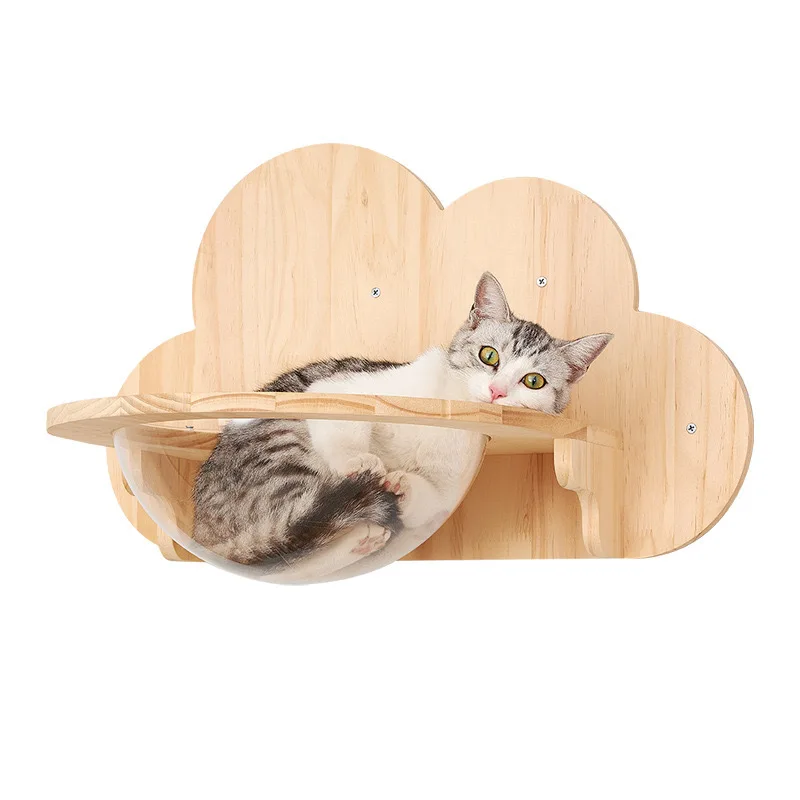 Solid Wood Punch-Free and Nail-Free Cat Wall-Mounted Space Capsule Nest Cat Climbing Frame Jumping Platform Cat Wall Hammock Doe