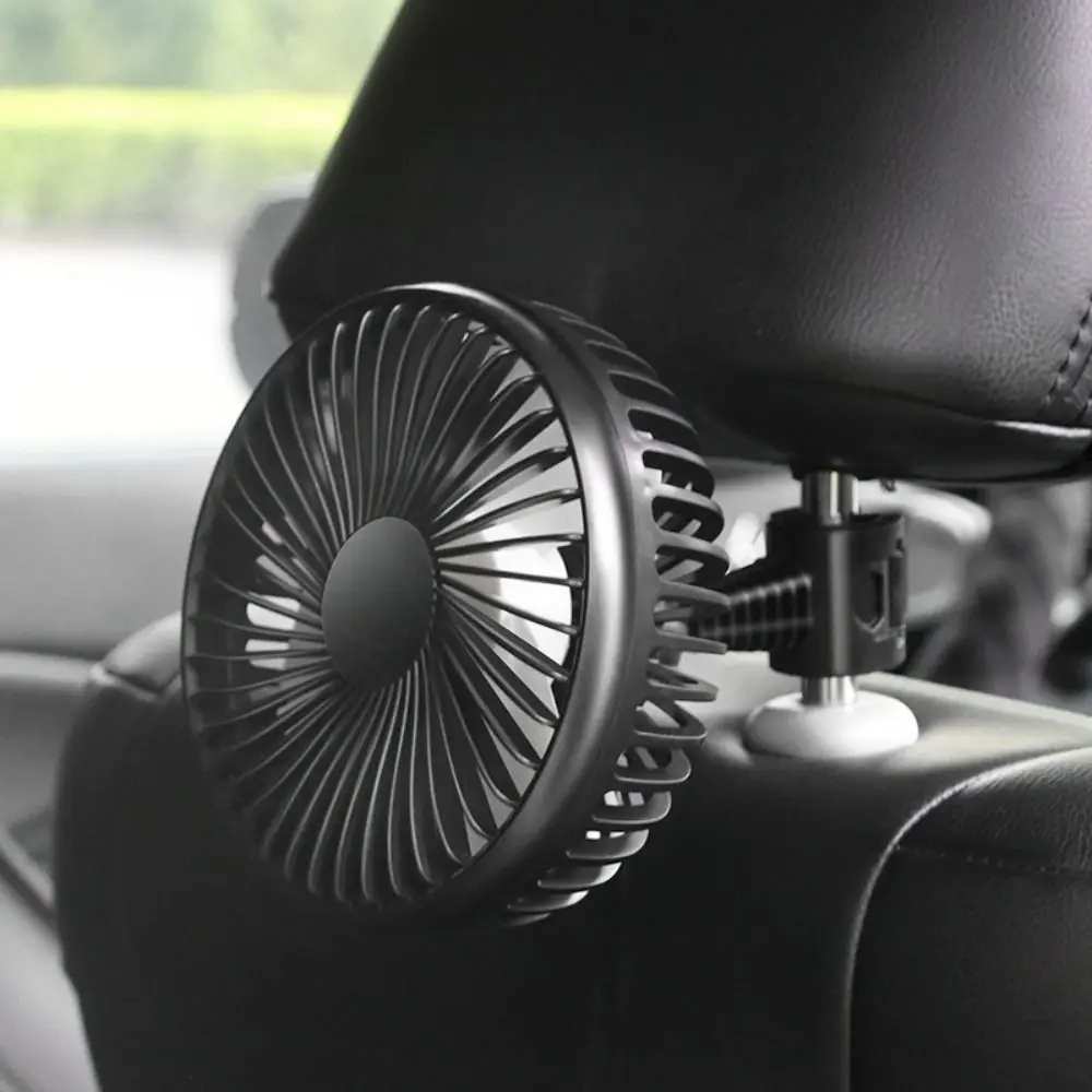 Strong Wind Power Dual-Head Car Fan Multi-Angle Adjustable Quiet Operation Vehicle Cooling Fan USB Power Port Dual Head Design