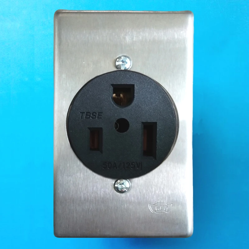 

50A250V NEMA 6-50R Power Outlet, Heavy-Duty 50A Receptacle, for Welders, Plasma Cutters, Electric Ranges, Dryers, 2-Pole, 3Wire