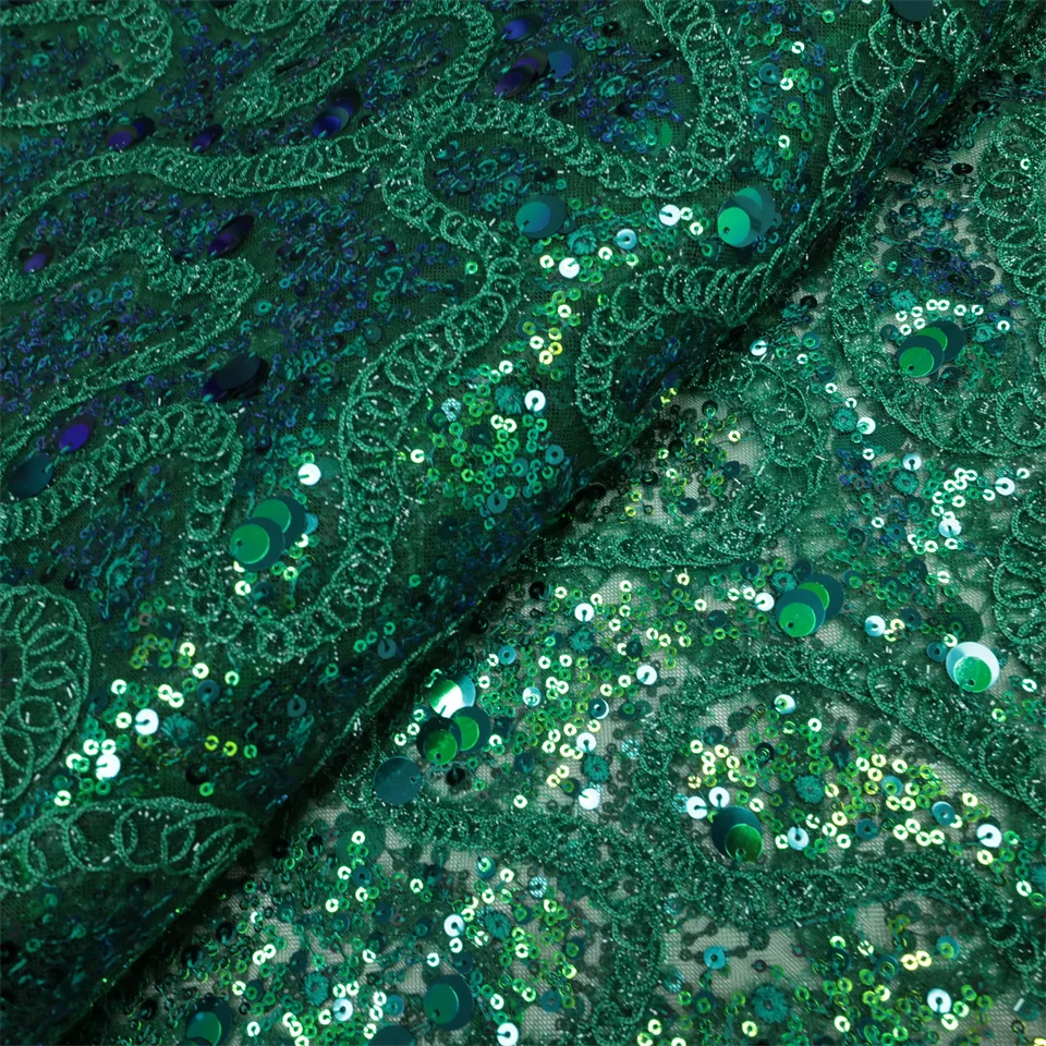 PGC African Corde Embroidery Lace Fabric 2024 High Quality Nigerian Sequined French Mesh Fabric For Party Dress Sewing LY2230