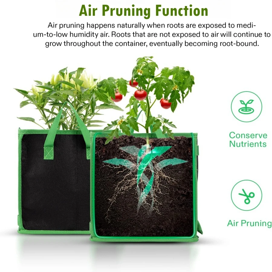 4/7/10 Gallon 2PCS Square Garden Plant Grow Bag Felt Potato Vegetable Flower Planter Pot Nowoven Eco-Friendly Growing Bags