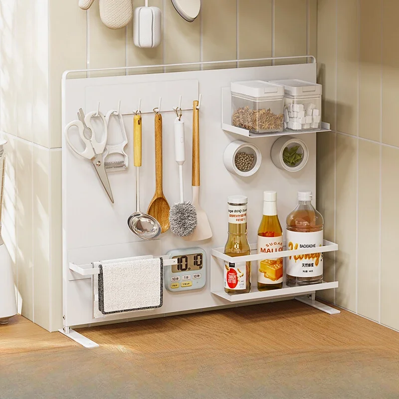 

Metal Rust-Proof Magnetic Shelf Drill-Free Movable Wall Shelf with Stable Kitchen Spice Rack Categorized Storage Solution