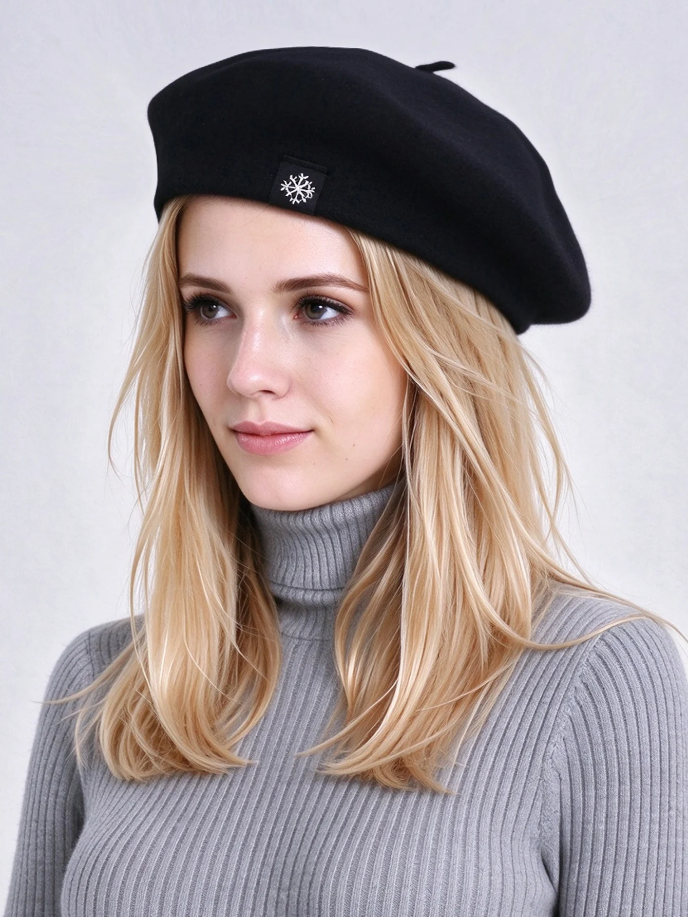 Women French Beret Hat Solid Color Snowflake Tag Vintage Casual Warm Knitted Beanie Cap Autumn Winter Ladies Artist Berets New
