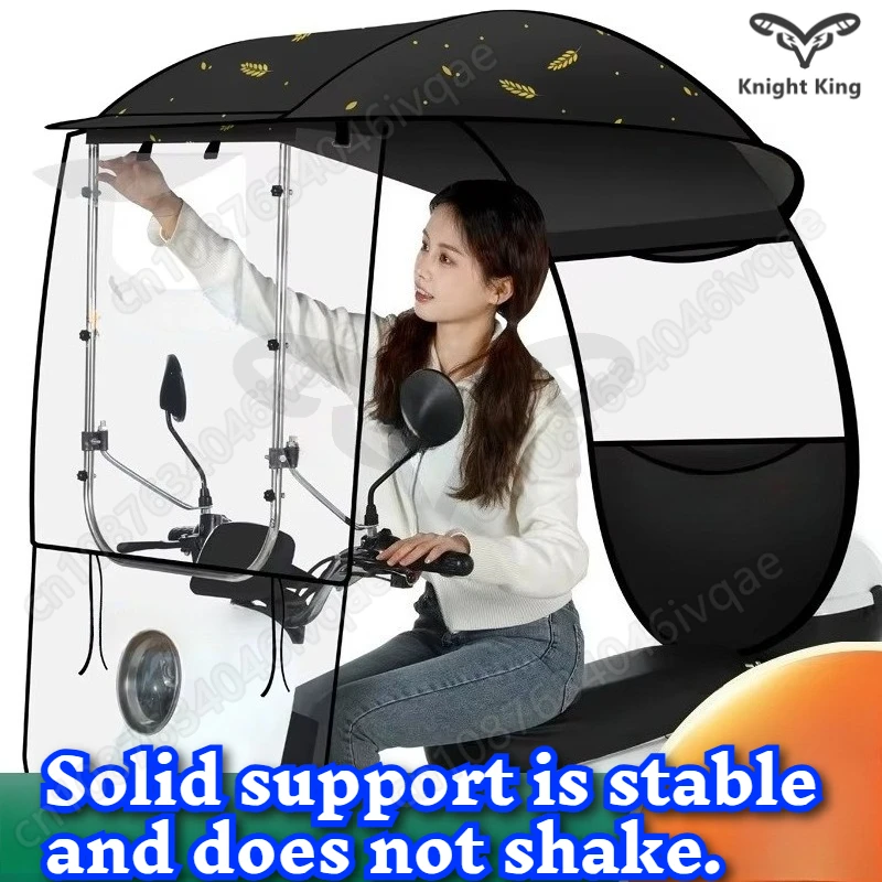 Canopy for Scooter with Rearview Mirror Parasol Umbrella Sunscreen Rainproof Windproof Parasol Safe Secure Removable Motorcycle