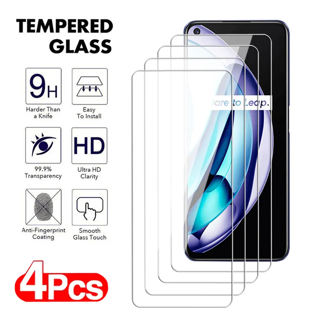 4Pcs Full Cover Tempered Glass Screen Protector For Realme 11 10 9 8 Pro Plus 6.4 4G 6.72 5G 6.43 Speed Transparent glass Film