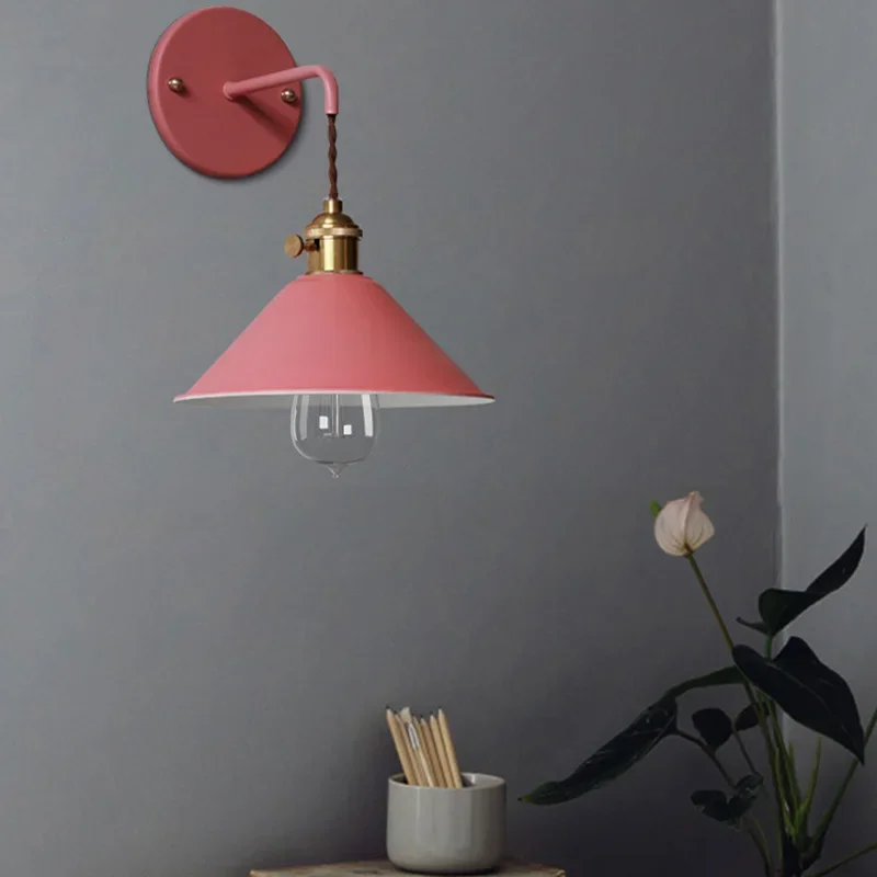 Retro Wall Lamp Vintage Colorful Wall Light Living Room Study Bedroom Home Lighting American Loft Wall Lamp Light WIth Switch