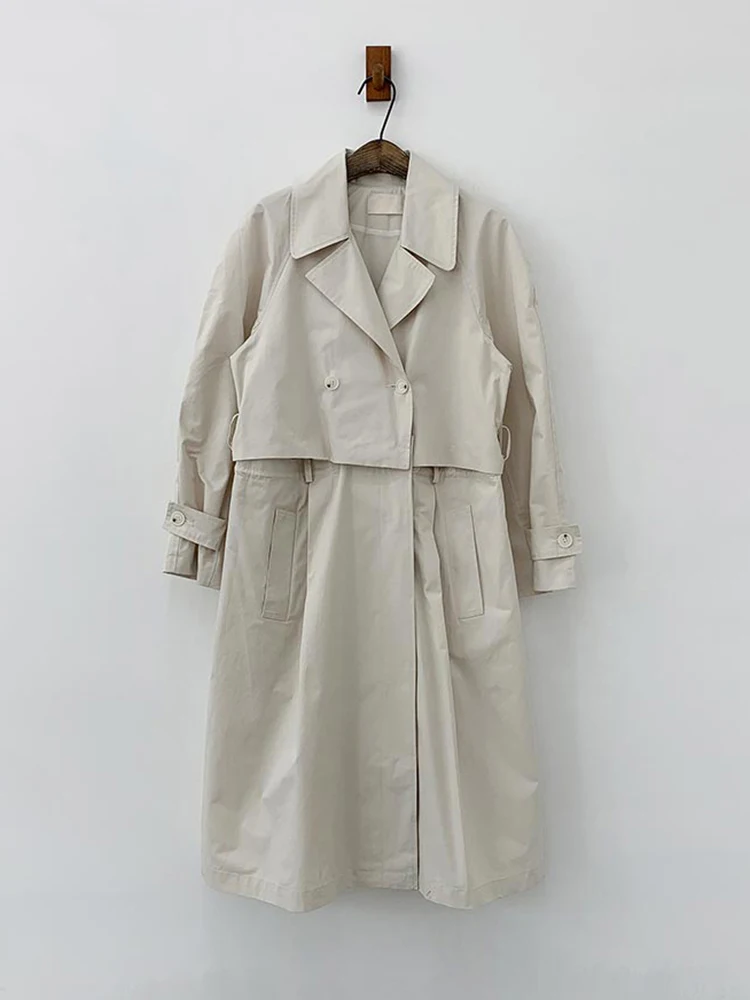 Sjerpen Trench Vrouwen 2024 Nieuwe Herfst Winter Lange Mouw 2 Mouw Stijl Single-Breasted Uitloper Lange Jas Elegant Casual Jas