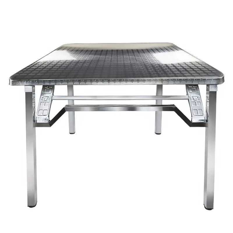 Stainless steel modern commercial folding thickened square dining table outdoor camping
