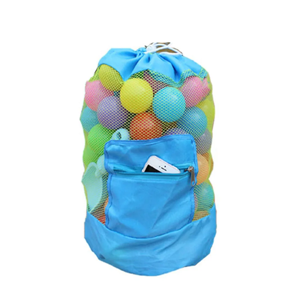 Black Kids Beach Mesh Backpack Foldable Storage Bag for Sand Shells Towels Clothes Outdoor Sports Mesh Bag Children Storage Bags