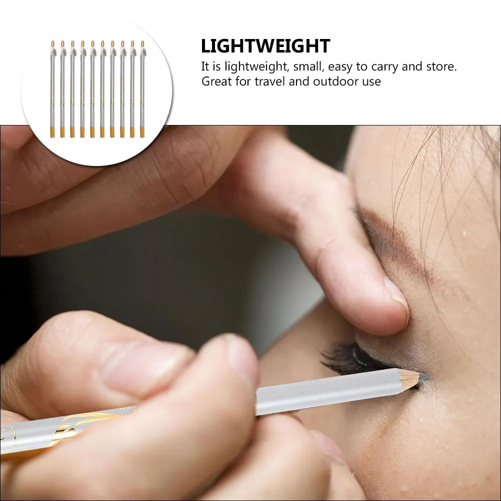 10 個 2 in 1 眉毛ペンシル シャープナー付き 防水 長時間持続するアイライナーペン 自然な外観のメイクアップツール 女性用