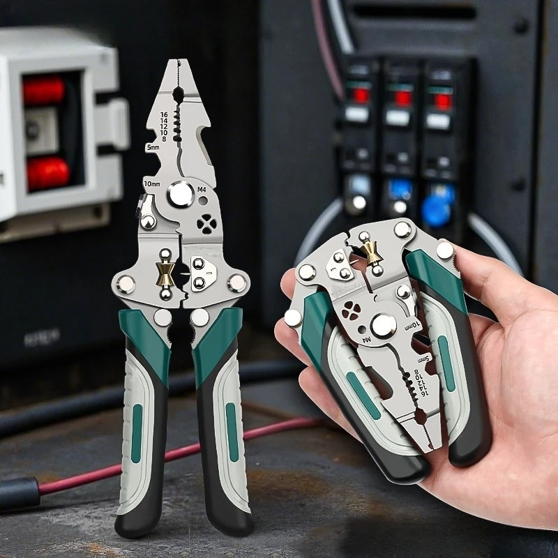

1PCS Foldable Multi-Tool Pliers Wire Stripper Crimper High-Carbon Steel Electrician Tool Kit for Home winding crimping pliers