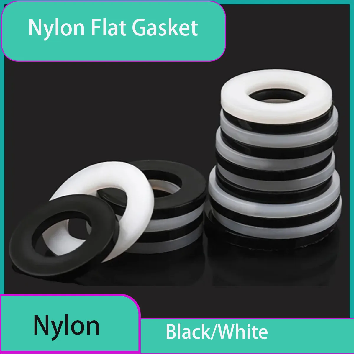 M2-M24 White/Black Nylon Flat Washer - Insulation Gasket Ring Plane Spacer forHardware Fastener Accessories