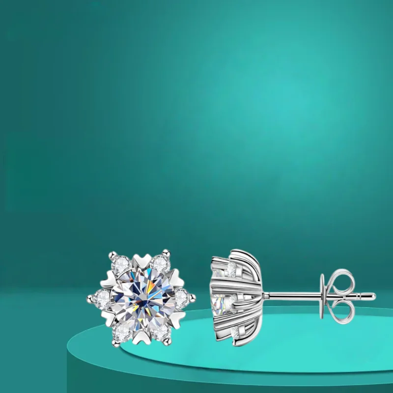 0,5/1 Karat 5/6,5 mm D-Farbe Moissanit-Ohrstecker für Damen, Top-Qualität, 100 % 925er Sterlingsilber, funkelnder Hochzeitsschmuck